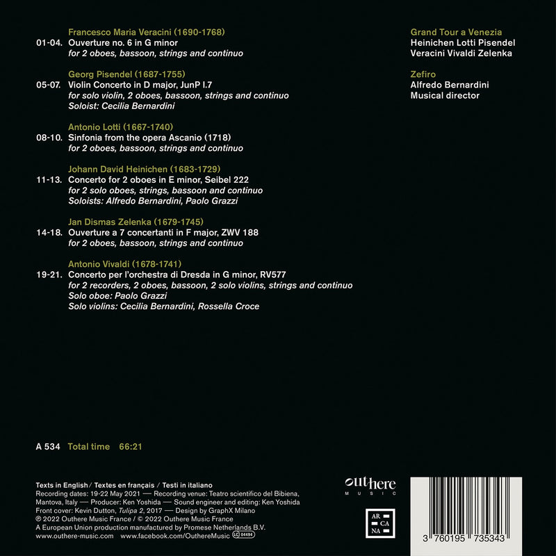 Vivaldi, Lotti, Pisendel et al: Grand Tour of Venice / Bernardini, Zefiro