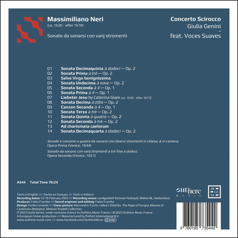 Neri: Instrumental Sonatas / Voces Suaves, Concerto Scirocco