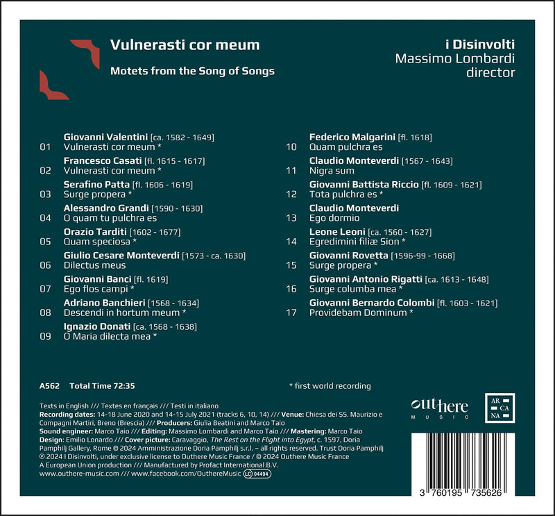 Vulnerasti cor meum - Motets from the Song of Songs / Lombardi, I Disinvolti