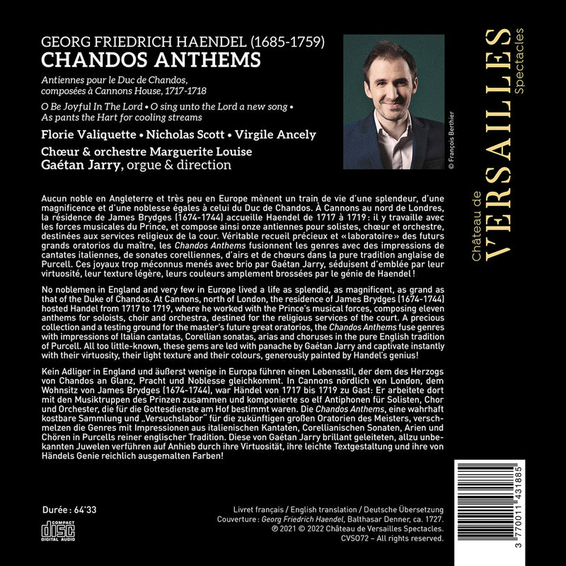 Handel: Chandos Anthems / Jarry, Choeur & orchestre Marguerite Louise
