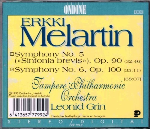 Melartin: Symphonies 5 & 6 / Grin, Tampere Philharmonic