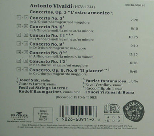 Vivaldi: Violin Concertos From L'estro Armonico / Josef Suk