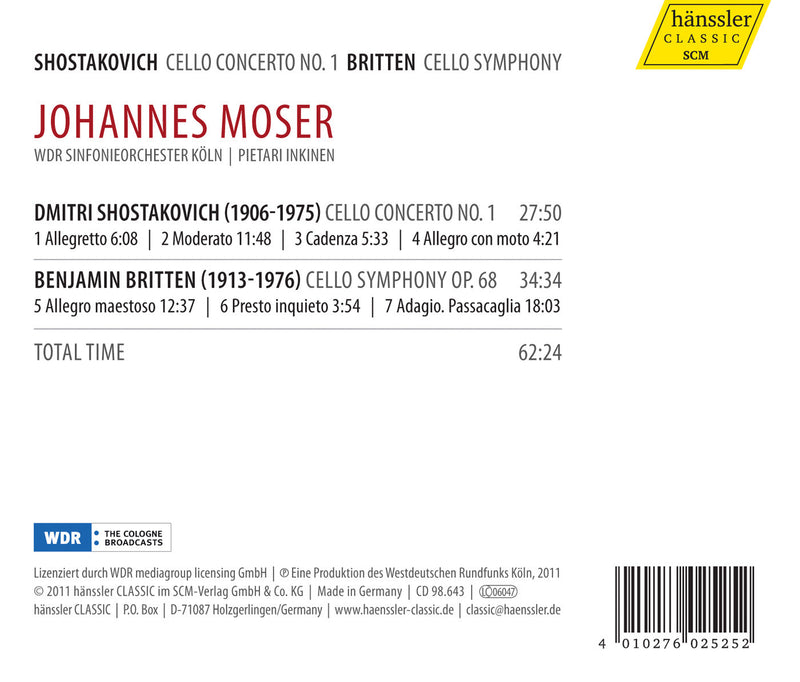 Shostakovich: Cello Concerto No. 1, Op. 107 - Britten: Cello