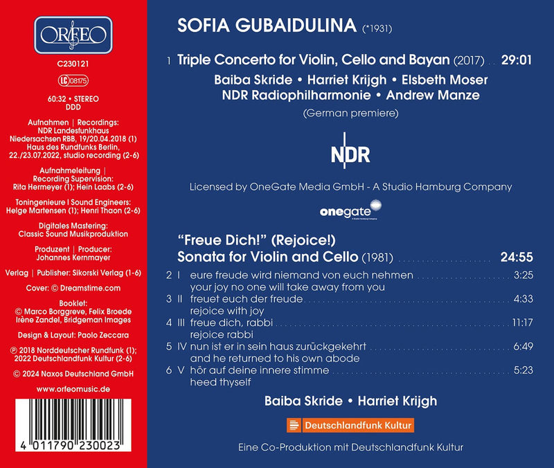 Gubaidulina: Triple Concerto; Rejoice! / Manze, NDR Radiophilharmonie