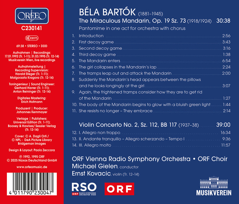 Bartók: Miraculous Mandarin & Violin Concerto No. 2 / Gielen, ORF VRSO