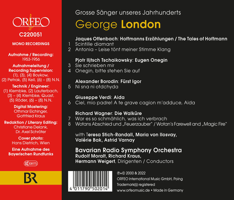George London Sings Offenbach, Tchaikovsky, Borodin, Verdi & Wagner