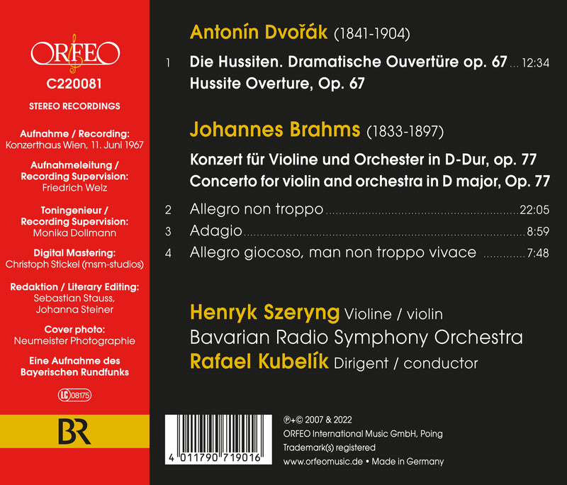Dvořak: Hussite Overture - Brahms: Violin Concerto / Szeryng, Kubelik, BRSO