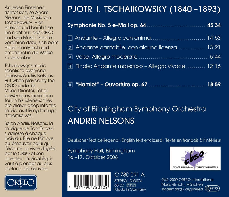 Tchaikovsky: Symphony No 5 / Nelsons, City Of Birmingham Symphony Orchestra