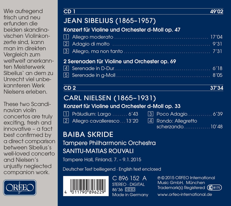 Nielsen, Sibelius: Violin Concertos / Skride, Rouvali, Tampere Philharmonic