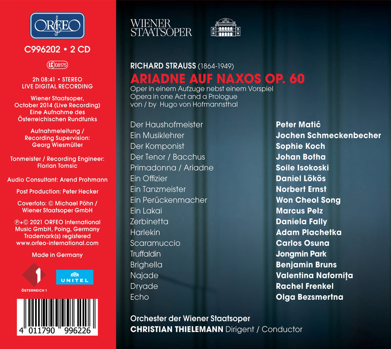 Strauss: Ariadne Auf Naxos / Thielemann, Vienna State Opera Orchestra