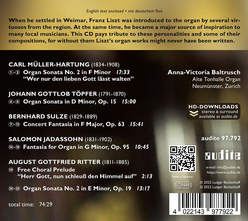 Ritter, Müller-Hartung, Jadassohn, Sulze, Töpfer: Liszt the Friend & Paragon / Baltrusch