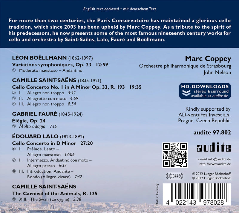 Boëllmann, Fauré, Lalo & Saint-Saëns: French Cello / Coppey, Nelson, Strasbourg PO