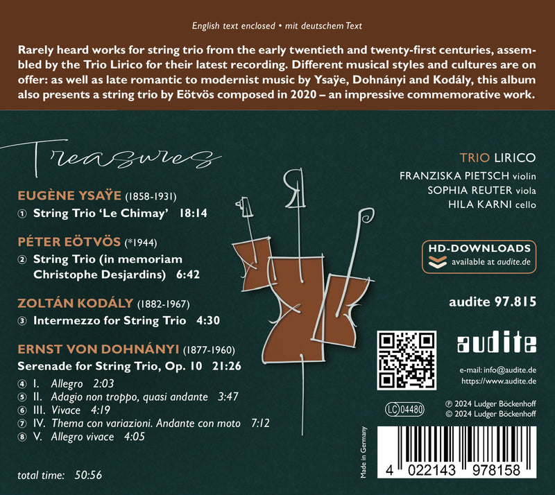 Treasures - String Trios / Trio Lirico