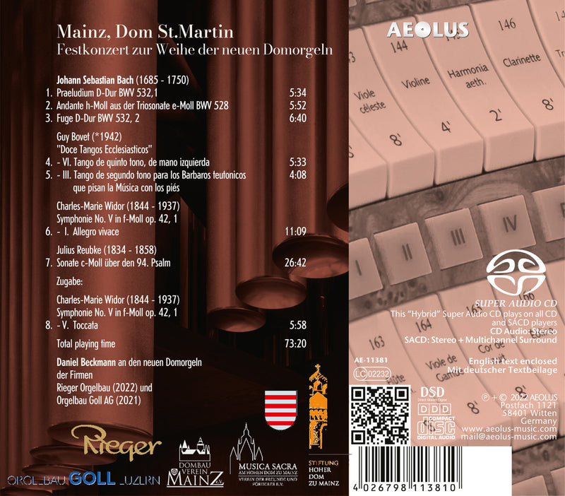 Bach, Bovet, Reubke & Widor: The New Mainz Cathedral Organ / Beckmann