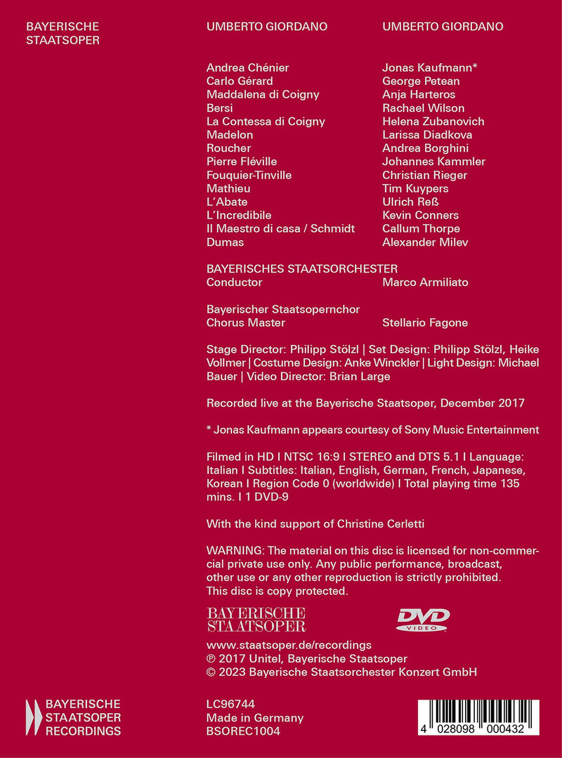 Giordano: Andrea Chénier / Jonas Kaufmann, Bavarian State Opera