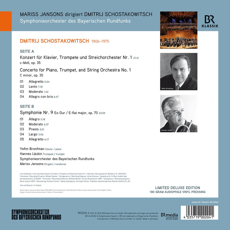 Shostakovich: Piano Concerto no. 1 & Symphony no. 9 / Jansons, Bavarian Radio Symphony