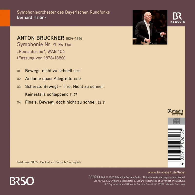 Bruckner: Symphony No. 4 in E Flat Major / Haitink, Bavarian Radio Symphony Orchestra