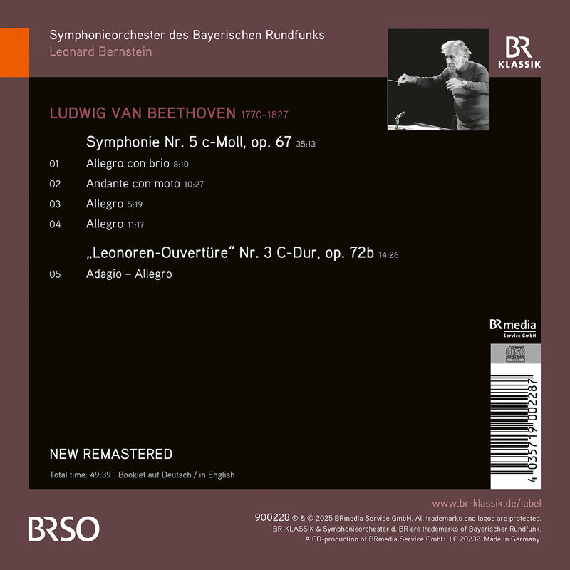 Beethoven: Symphony No. 5; Leonore Overture No. 3 / Bernstein, BRSO