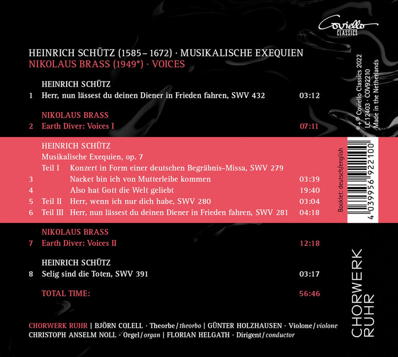 Schütz & N. Brass: Musikalische Exequien - Voices 1 & 2 / Helgath, Chorwerk Ruhr