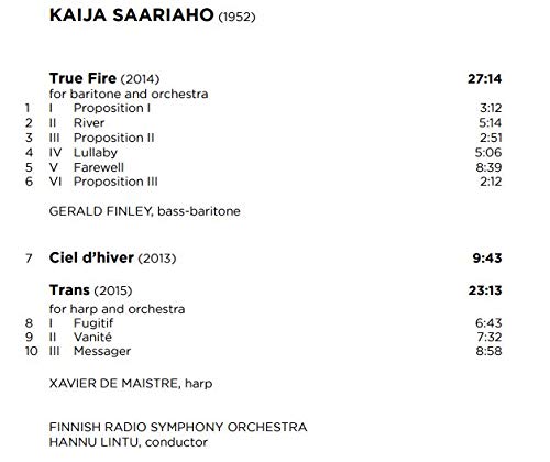 Saariaho: True Fire, Trans & Cier d'hiver / Lintu, Finnish Symphony Orchestra