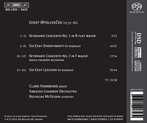 Myslivecek: Complete Music for Keyboard / Hammond, McGegan, Swedish Chamber Orchestra