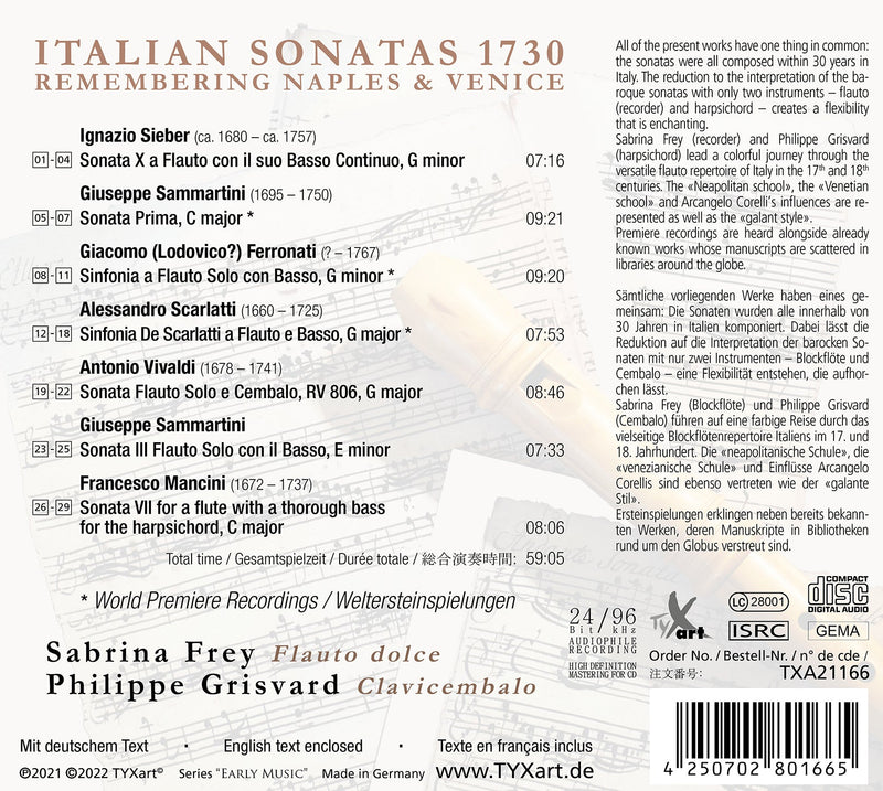 Scarlatti, Vivaldi et al: Sonatas 1730 - Remembering Naples & Venice / Frey, Grisvard