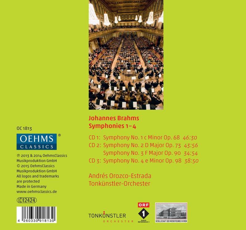 Brahms: Symphonies Nos. 1-4 / Orozco-Estrada, Tonkünstler Orchestra
