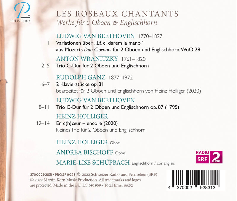 Beethoven, Ganz, Wranitzky: Works for 2 Oboes & Cor Anglais / Holliger, Bischoff, Schüpbach