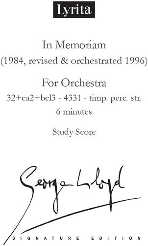 Lloyd: In Memoriam for Orchestra - Study Score