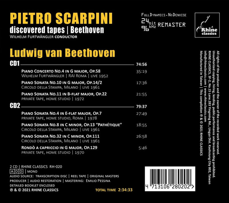Discovered Tapes - Beethoven: Piano Sonatas / Scarpini