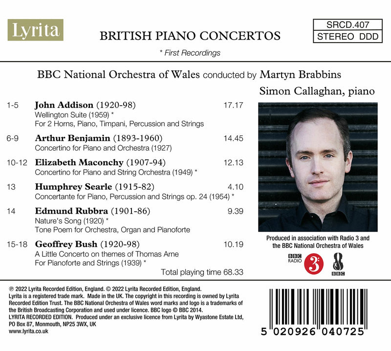 Benjamin, Maconchy, et al.: British Piano Concertos / Brabbins, Callaghan, BBC National Orchestra of Wales