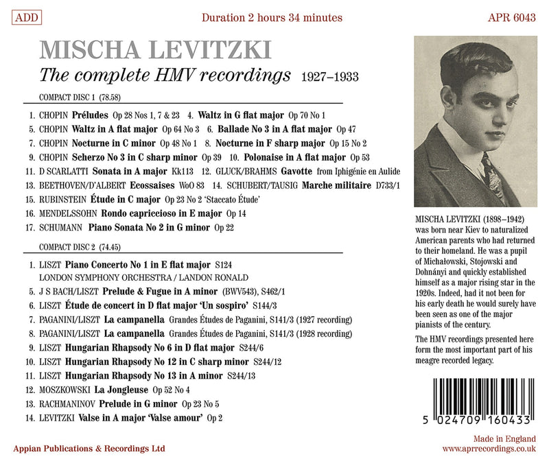 Mischa Levitzki - The Complete HMV Recordings