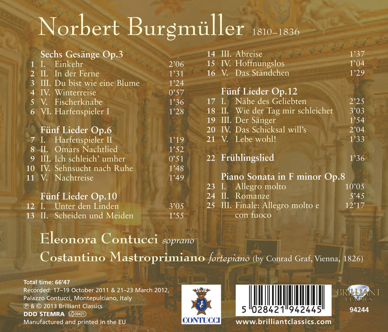 Burgmüller: Lieder - Piano Sonata, Op. 8