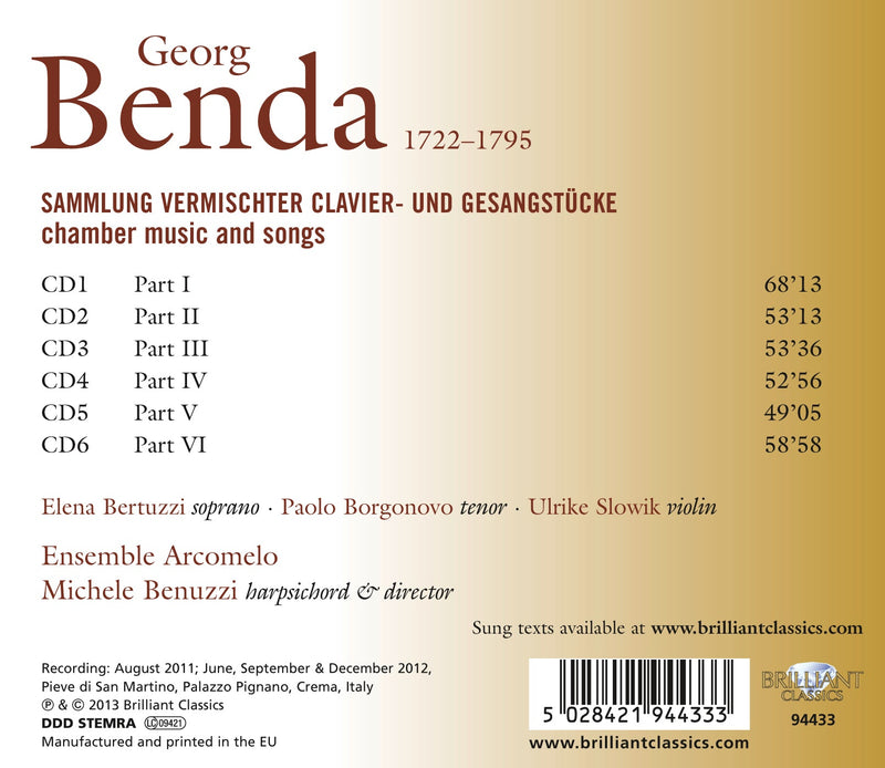 Benda: Chamber Music and Songs