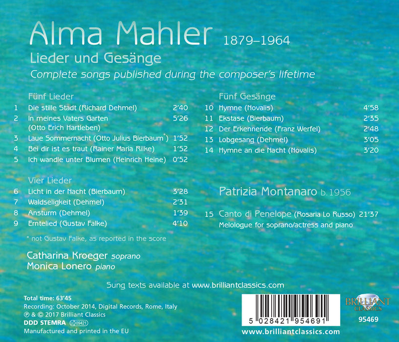Mahler: Lieder Und Gesänge - Montanaro: Canto Di Penelope