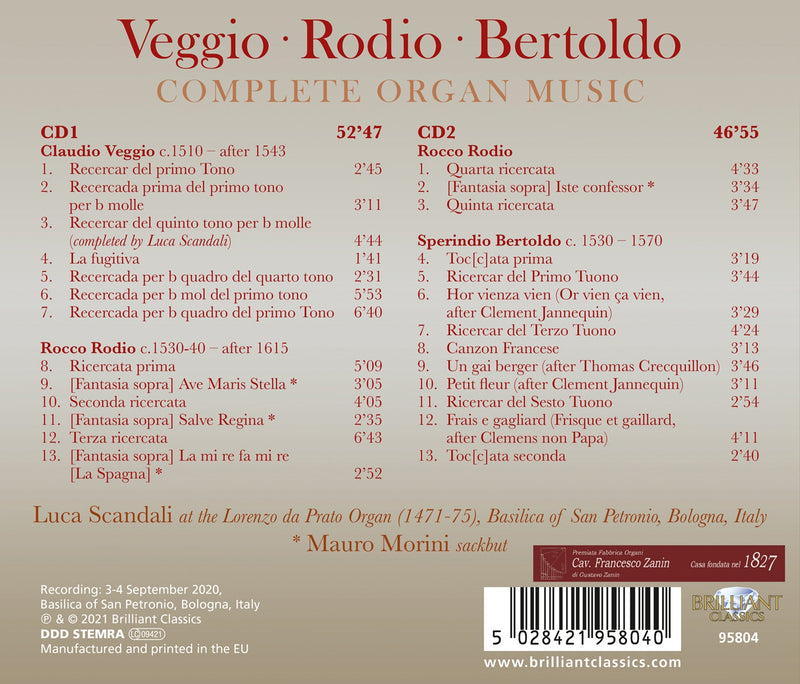 Veggio, Rodio, Bertoldo: Complete Organ Music / Scandali