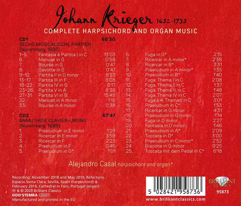 Krieger Complete Harpsichord And Organ Music