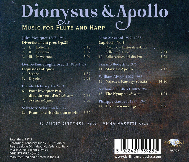 Dionysus & Apollo: Music for Flute & Harp / Ortensi, Pasetti