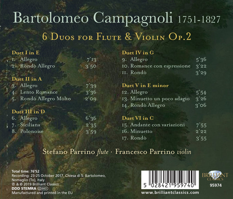 Campagnoli: 6 Duos For Flute And Violin, Op. 2