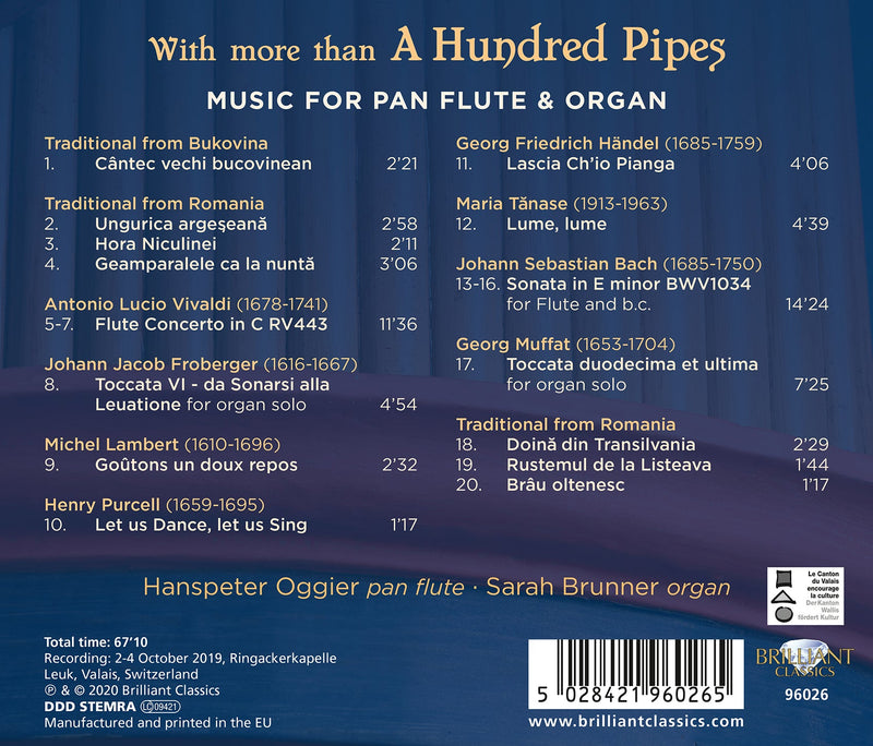 With More Than A Hundred Pipes - Music For Pan Flute And Organ / Hanspeter Oggier, Sarah Brunner