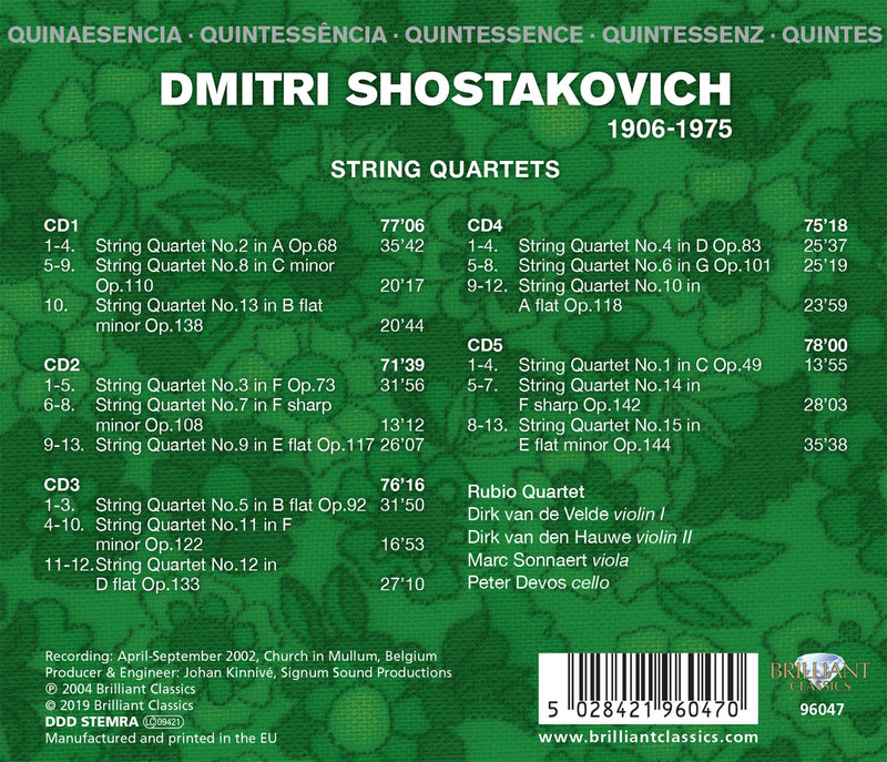 Shostakovich: Complete String Quartets / Rubio Quartet