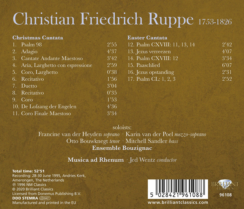 Ruppe: Christmas Cantata - Easter Cantata / Wentz, Ensemble Bouzignac