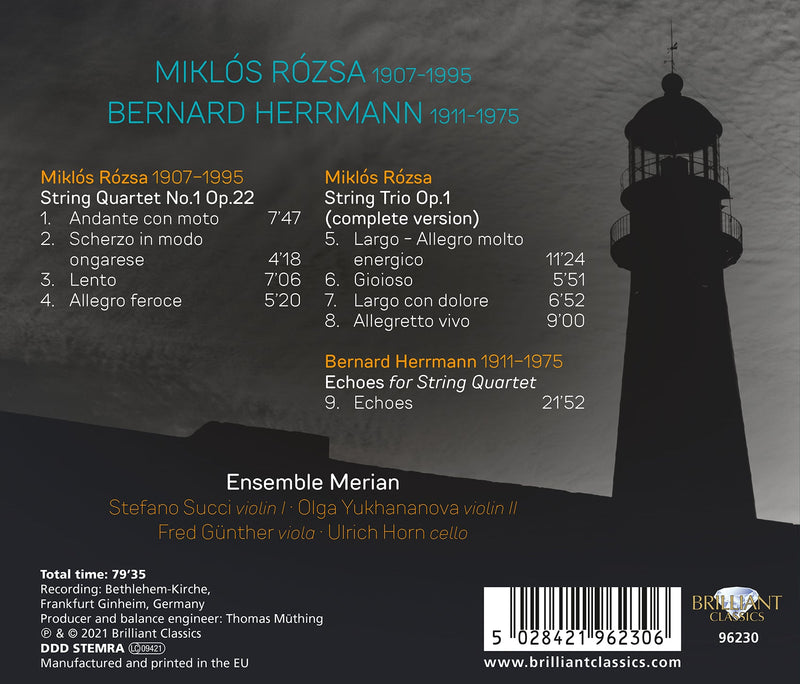Rózsa & Herrmann: Music for String Quartet / Ensemble Merian