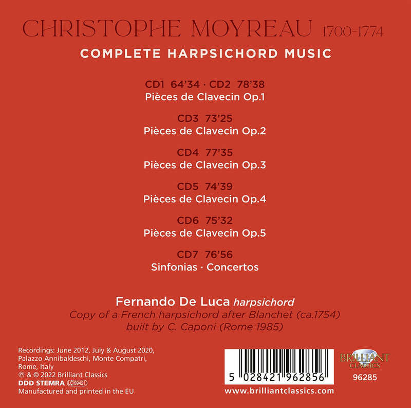 Moyreau: Complete Harpsichord Music / Luca