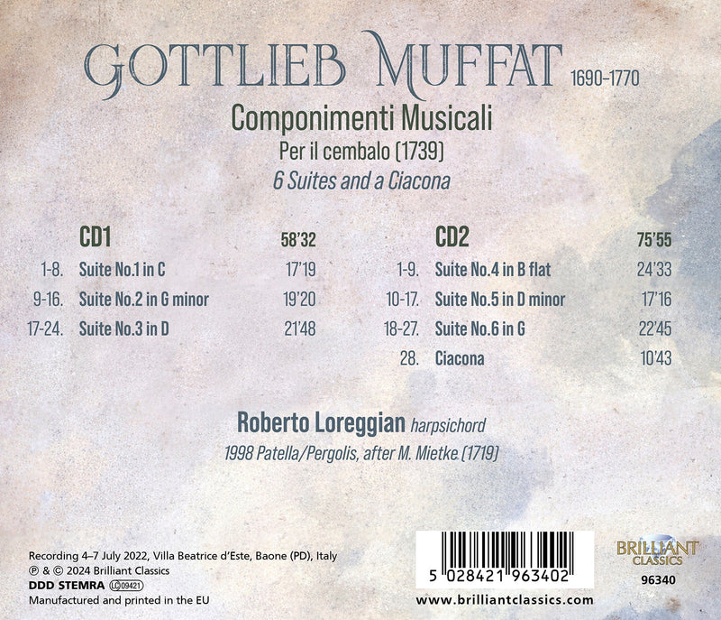 Muffat: Componimenti Musicali per il cembalo (1739) / Loreggian