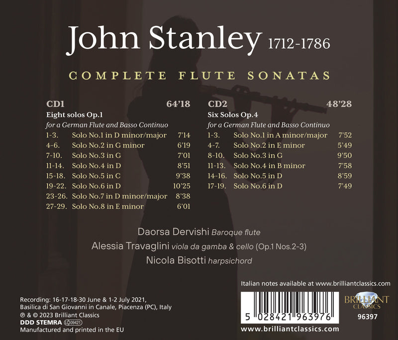 Stanley: Complete Flute Sonatas