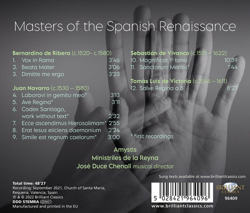 De Ribera, Navarro: Masters of the Spanish Renaissance / Chenoll, Amystis, Ministriles de Reyna