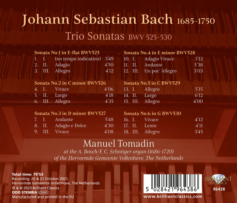J.S. Bach: Trio Sonatas BWV 525-530 / Tomadin