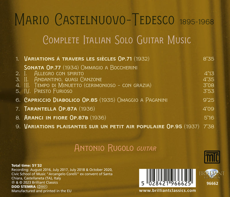 Castelnuovo-Tedesco: Complete Italian Solo Guitar Music / Rugolo