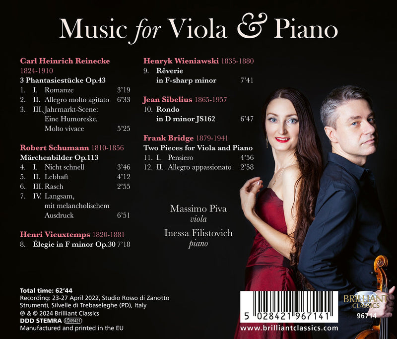 Music for Viola & Piano by Schumann, Sibelius et al. / Piva, Filistovich